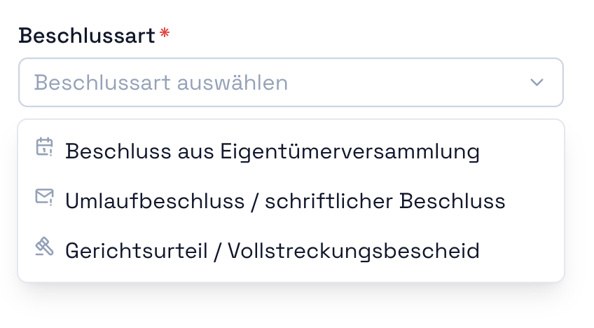 Verschiedene Beschlusstypen