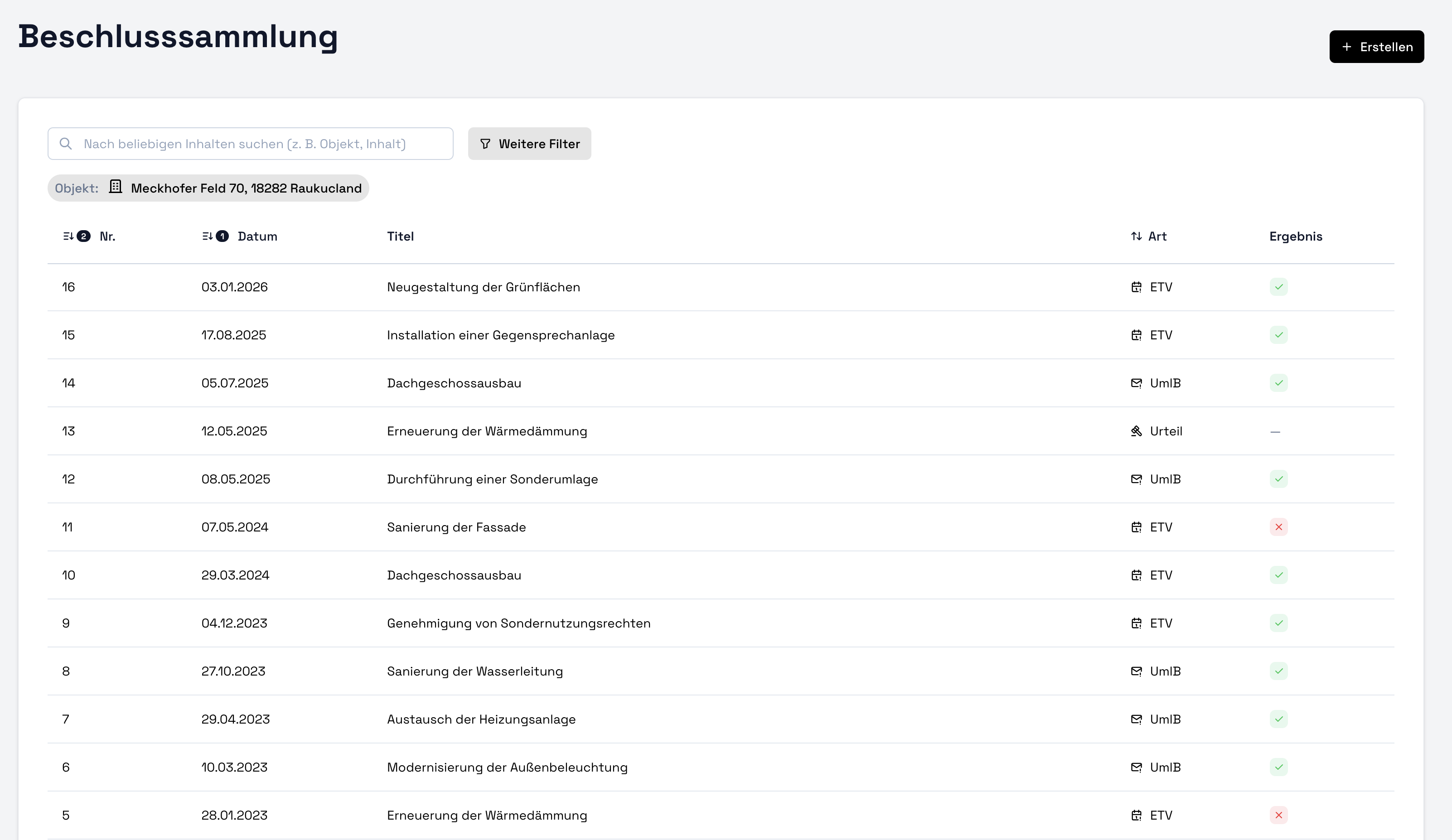 Beschlusssammlung Übersicht