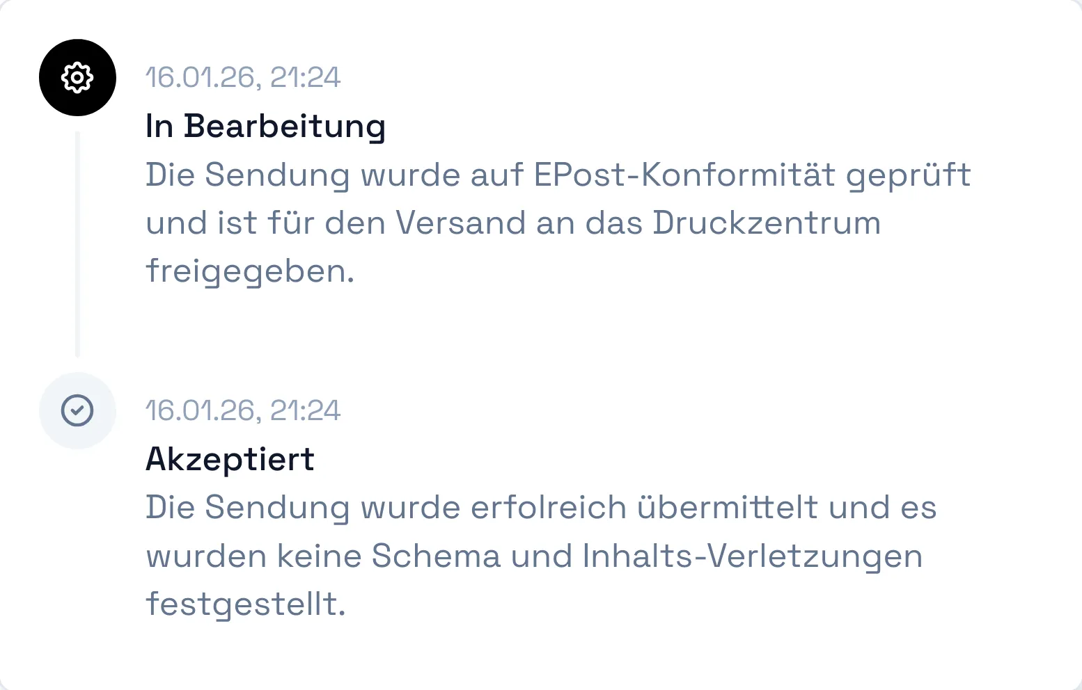 Briefverfolgung für E-Mail- und Postversand
