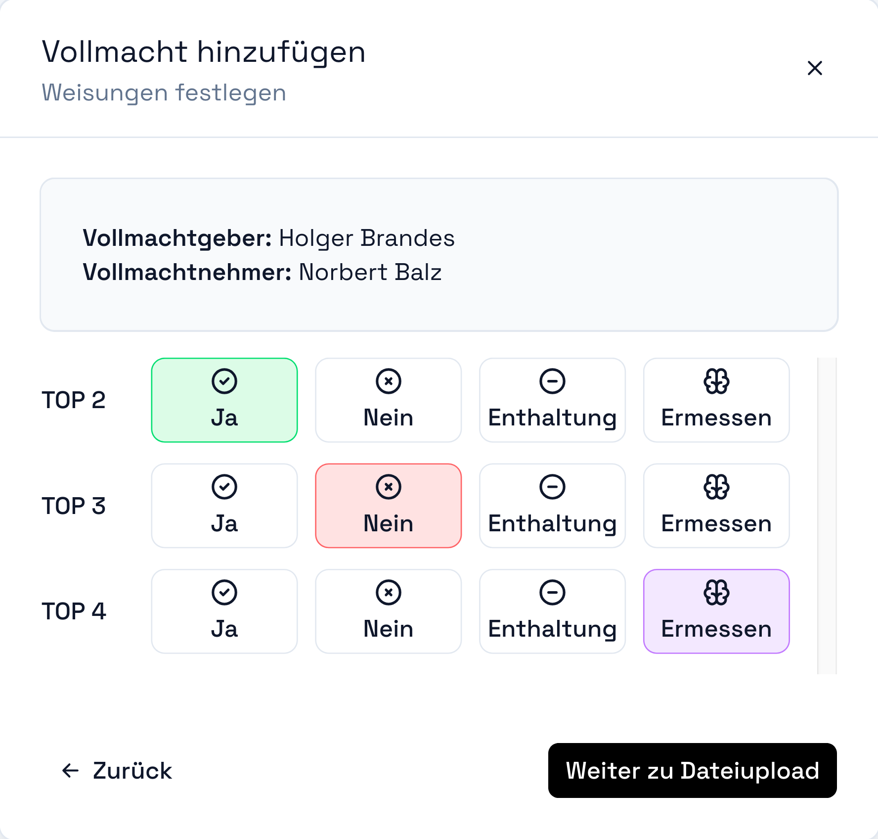 Vollmachten & Stimmrechtsausweise